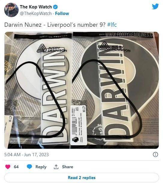 （努涅斯集锦）利物浦资讯博主晒努涅斯9号球衣图片：努涅斯要改穿9号球衣了？插图