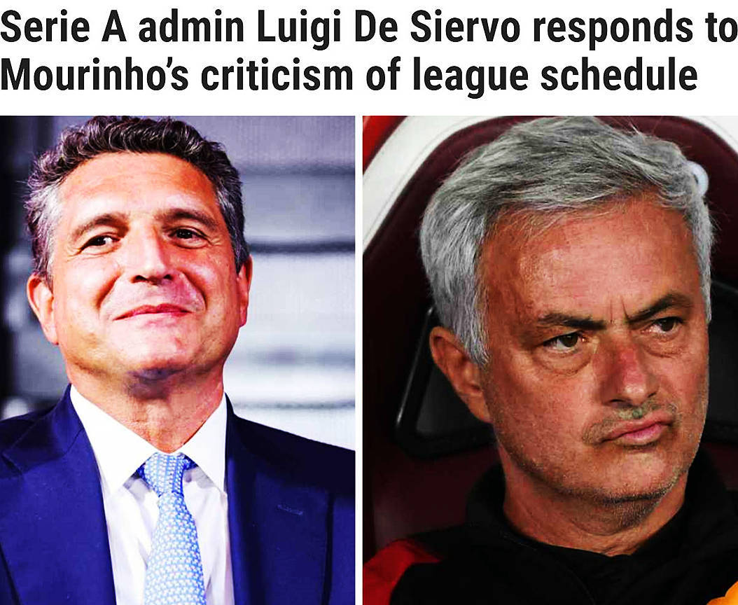 意甲CEO：穆里尼奥批评赛程是在找借口 巴萨踢完欧冠不也在周六踢插图